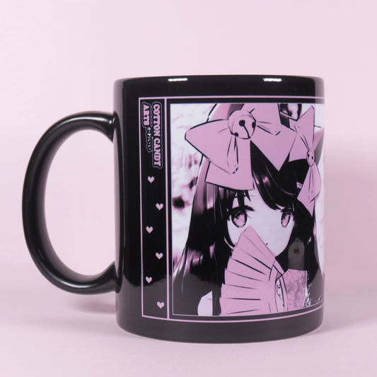 "Black Coquette" 11oz Ceramic Anime Mug - Dishwasher and Microwave safe