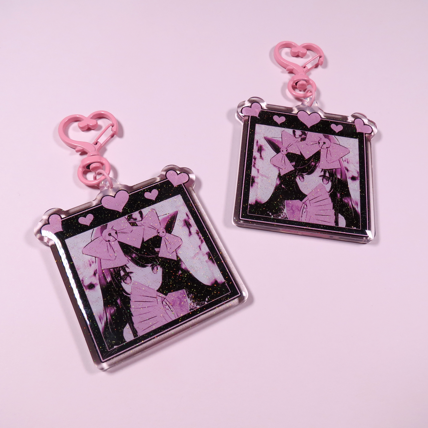 "Black Coquette" Glitter Keychain