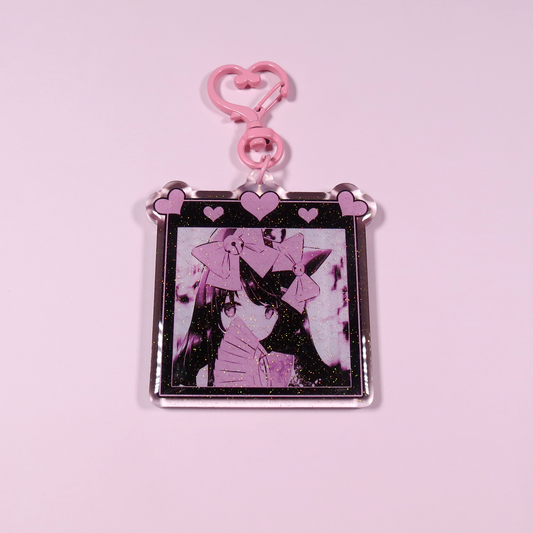 "Black Coquette" Glitter Keychain