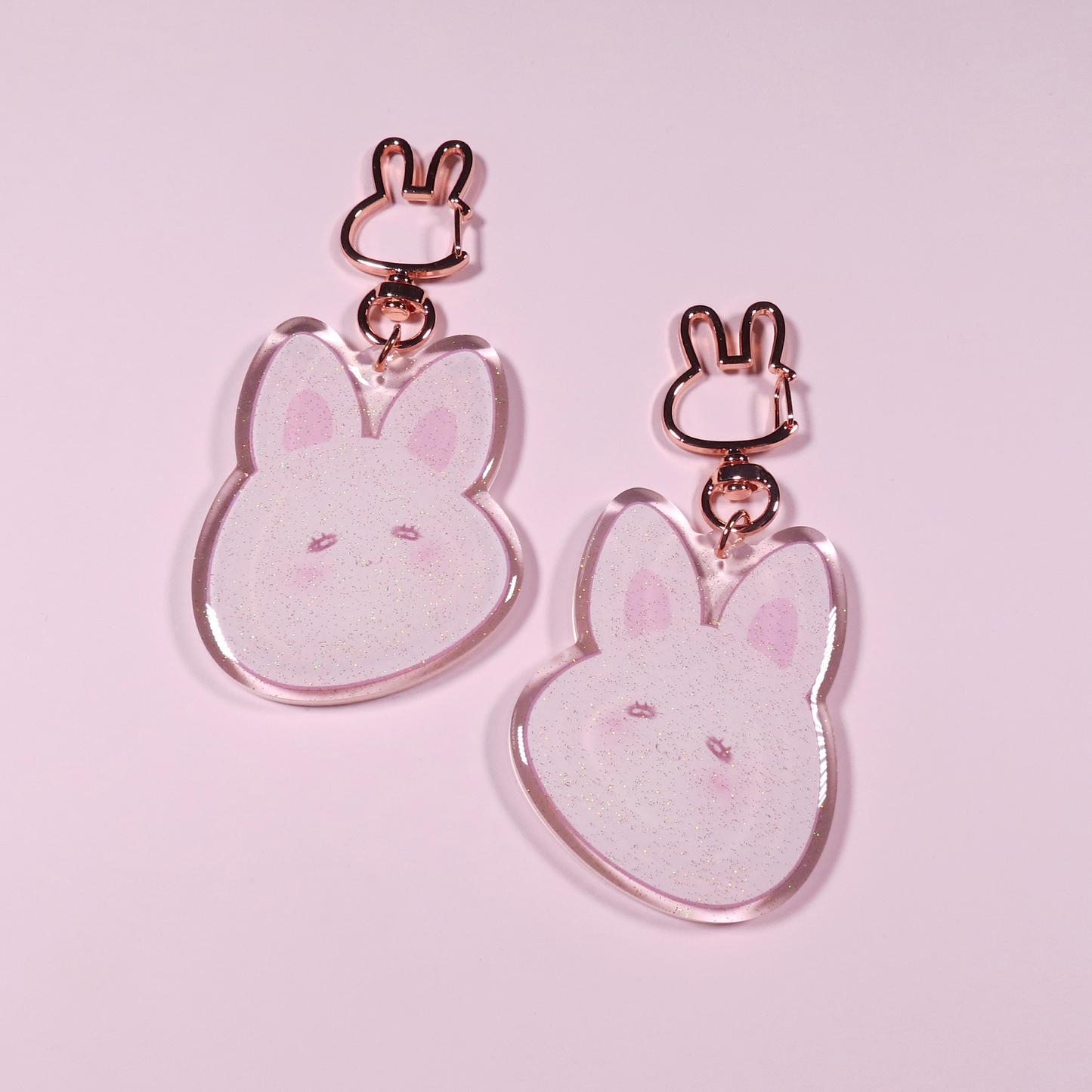 "Blushing Bunny" Glitter Keychain