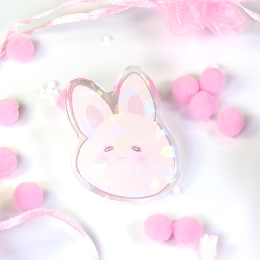 Blushing Bunny Holographic Epoxy Pin